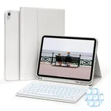 JKSML Tastatur Hülle für iPad (A16) 11 Zoll 2025 & iPad 10 Generation 10,9 Zoll 2022-7 Farbige Beleuchtete Bluetooth Tastatur, QWERTZ Layout, Soft TPU Rückseite Hülle für Büro/Uni (Grau)