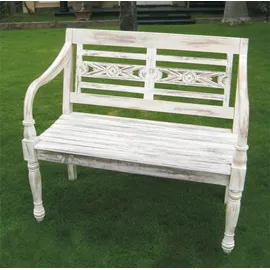 Buri Teak-Gartenbank 100 x 50 x 90 cm Weiß