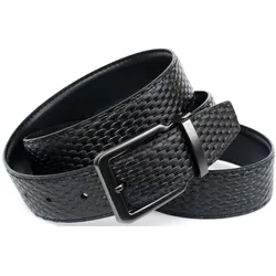 Ledergürtel ANTHONI CROWN, Damen, Gr. 100, schwarz, Leder, unifarben, gemustert, Gürtel, Klassischer Wendegürtel Hirsch-/Flechtprägung