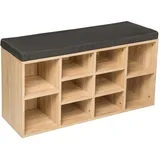 Tectake Schuhschrank mit Sitzkissen - dunkelgrau/eiche hell