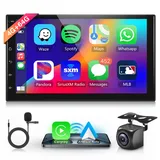 4G+64G Wireless Carplay Android 13 Autoradio 2 Din mit Android Auto GPS Navi WiFi 7 Zoll Touchscreen Autoradio mit Mirror Link Bluetooth FM/RDS/32EQ/AI DSP/DAB/OBD/DVR Lenkradsteuerung Rückfahrkamera