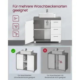 VASAGLE Waschbeckenunterschrank 2 Fächer hinter der Tür