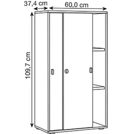 VCM my office Schiebetürenschrank Salia, 920737 anthrazit, honig-eiche 2 Fachböden 60,0 x 37,4 x 109,7 cm