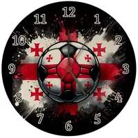 Speecheese Fußball Georgien Flagge Wanduhr Perfekte Fan-Deko für Europameisterschaft