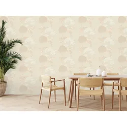 Vliestapete LIVING WALLS "Famous Garden Wald-Tapete Mustertapete Floral Wald", beige (beige,creme,rosa), B:0,53m H:0,02m L:10,05m, Vlies, Tapeten, Vliestapete Pflanzen für Schlafzimmer Küche Wohnzimmer Wald Design