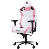 Elite Gaming-Stuhl MERCENARY groß, ergonomisch mit Premium-Rücken- und Kopf-Nackenkissen, 48-53cm (Weiß/Pink)