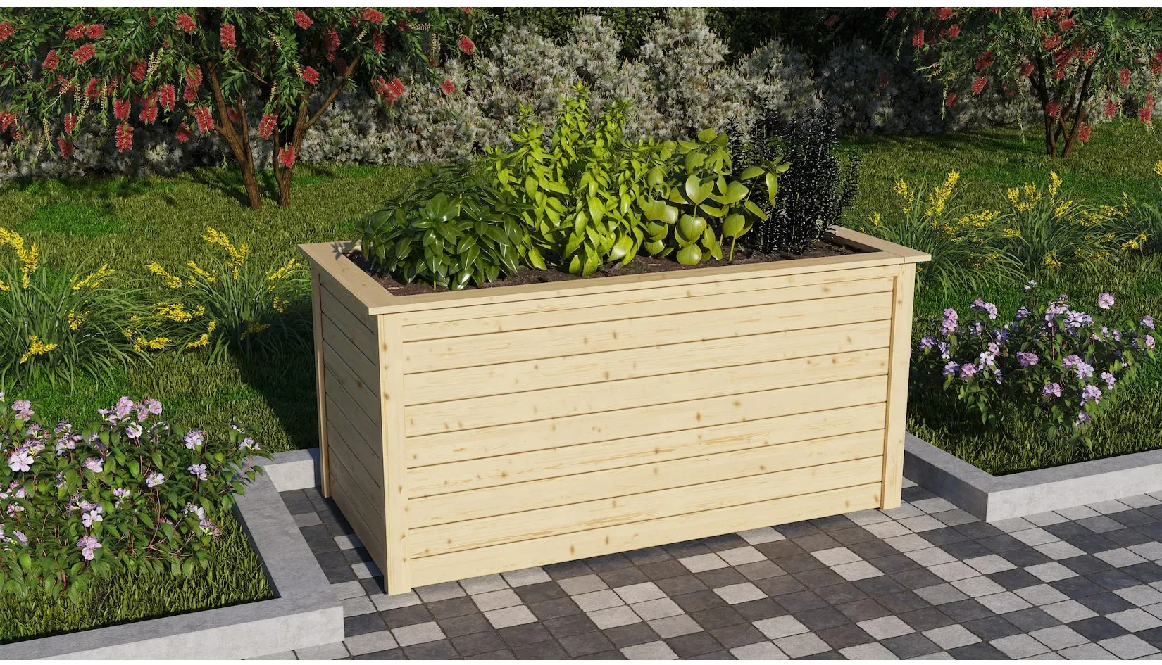 Karibu Hochbeet naturbelassen 890x1730x820 mm Hochbeet Pflanzkasten Frühbeet Gartenbeet