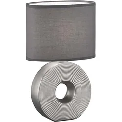 Nachttischlampe Tischleuchte Leseleuchte Keramik Wohnzimmerlampe Textil grau