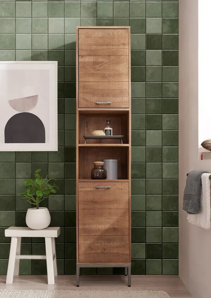 G+K Hochschrank Groove Holz Braun Akazie