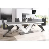 Design Esstisch Tisch HE-999 Grau / Weiß Hochglanz ausziehbar 160 bis 256 cm - Grau