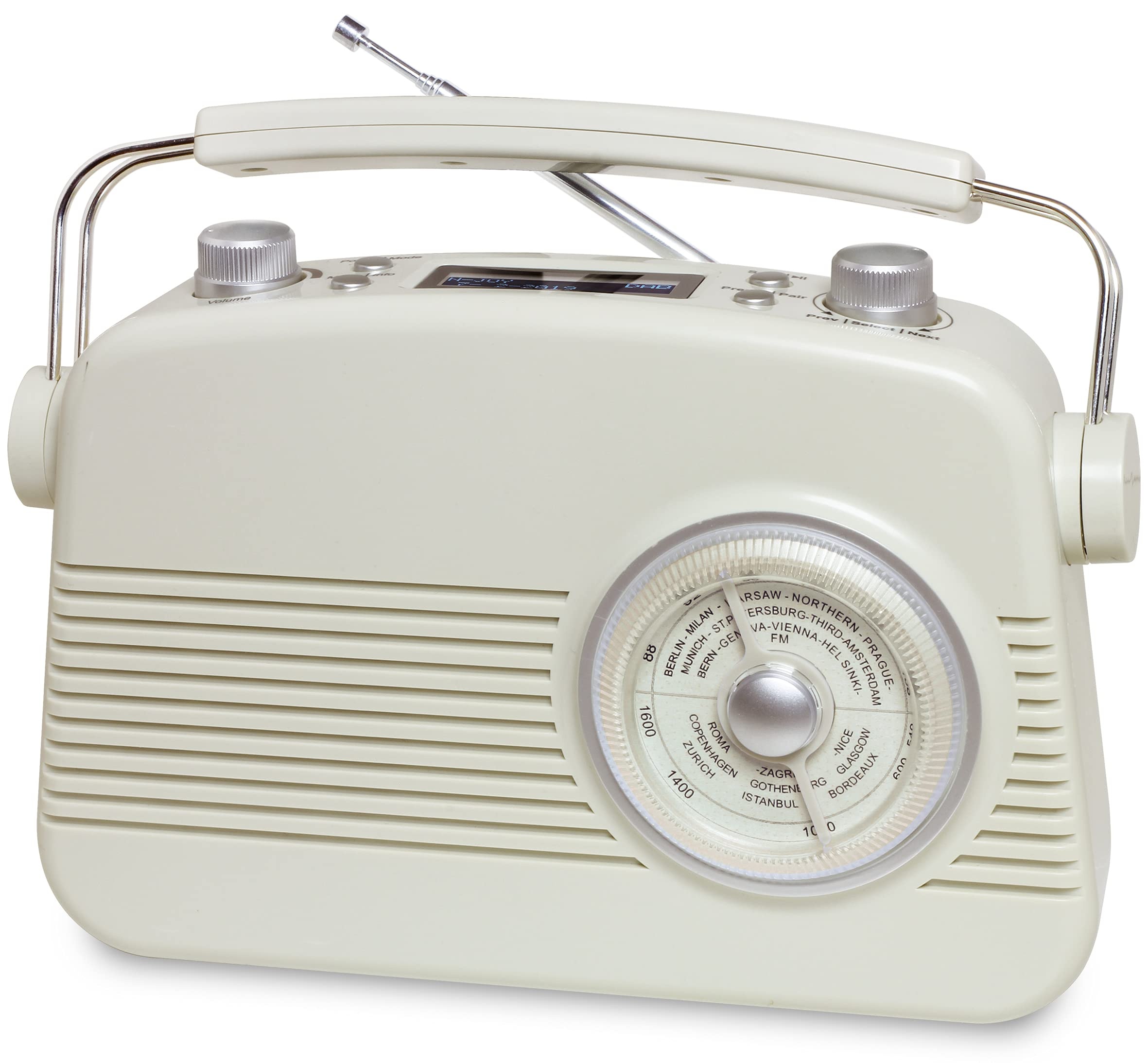 TERRIS Vintage Radio, tragbares Retro Radio mit modernster Smartphone Konnektivität inkl. Bluetooth, AUX-IN & DAB+, beige