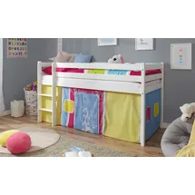 TICAA Hochbett Malte 90 x 200 cm Kiefer massiv weiß bunt