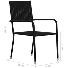 vidaXL 5-tlg. Garten-Essgruppe Poly Rattan Schwarz