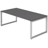 HAMMERBACHER RS2E höhenverstellbarer Schreibtisch grafit rechteckig, O-Fuß-Gestell silber 200,0 x 100,0 cm