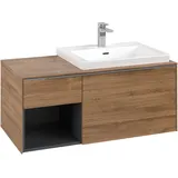 Villeroy & Boch Subway 3.0 Waschtischunterschrank mit Regalelement links - Kansas Oak Aluminium glänzend