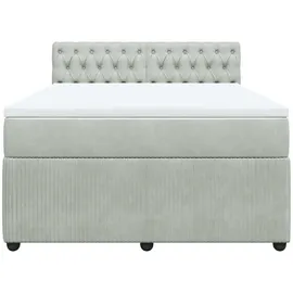 vidaXL Boxspringbett mit Matratze Hellgrau 140x200 cm Samt