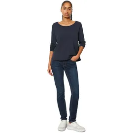 Marc O'Polo Langarmshirt MARC O'POLO DENIM Damen, Gr. S, blau (scandinavian blau), Obermaterial: 100% Baumwolle, unifarben, skinny fit, Rundhals, Rollkante, Shirts Langarmshirt, als tolles Langarm-Basic