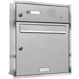 AL Briefkastensysteme 1er Unterputzbriefkasten, Briefkasten mit Klingel, 1 Fach Premium Edelstahl Unterputz Anlage Klingeln, Post A4, modern, rostfrei Postkasten