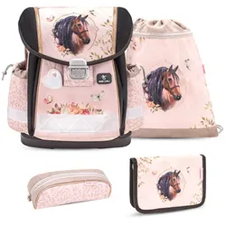 Belmil Classy Schulranzen-Set 4-teilig Horse Chestnut mit Brustgurt Horse Chestnut Schulranzen Set