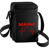 Multifanshop Umhängetasche - Mainz - Herzschlag - Druck rot