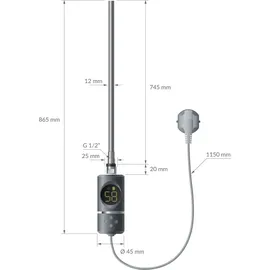 luxebath ML-Design Heizstab 900 W mit Thermostat und LCD-Display