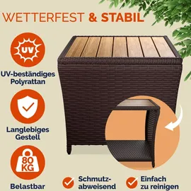 CASARIA Casaria® Beistelltisch Klein Polyrattan Akazie Braun