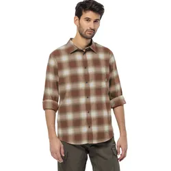 Flanellhemd JACK WOLFSKIN "WANDERWEG", Herren, Gr. M, N-Gr, rot (intense rust), Obermaterial: 100% Polyester, sportlich, Langarm Manschette, Hemden