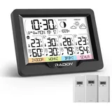 WF-60M Wetterstation Funk mit 3 Außensensoren Thermometer für Innen- und Auße...
