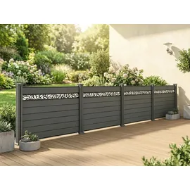 prestige home living outdoor WPC-Sichtschutzzaun 190 x 130 cm Dunkelgrau/Aluminium