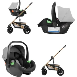 KIKKABOO Kombikinderwagen Amaia 3in1 i-Size Babyschale umbaubar Federung Tasche grau