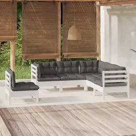 vidaXL Garten-Lounge-Set 5-tlg. weiß Kiefernholz