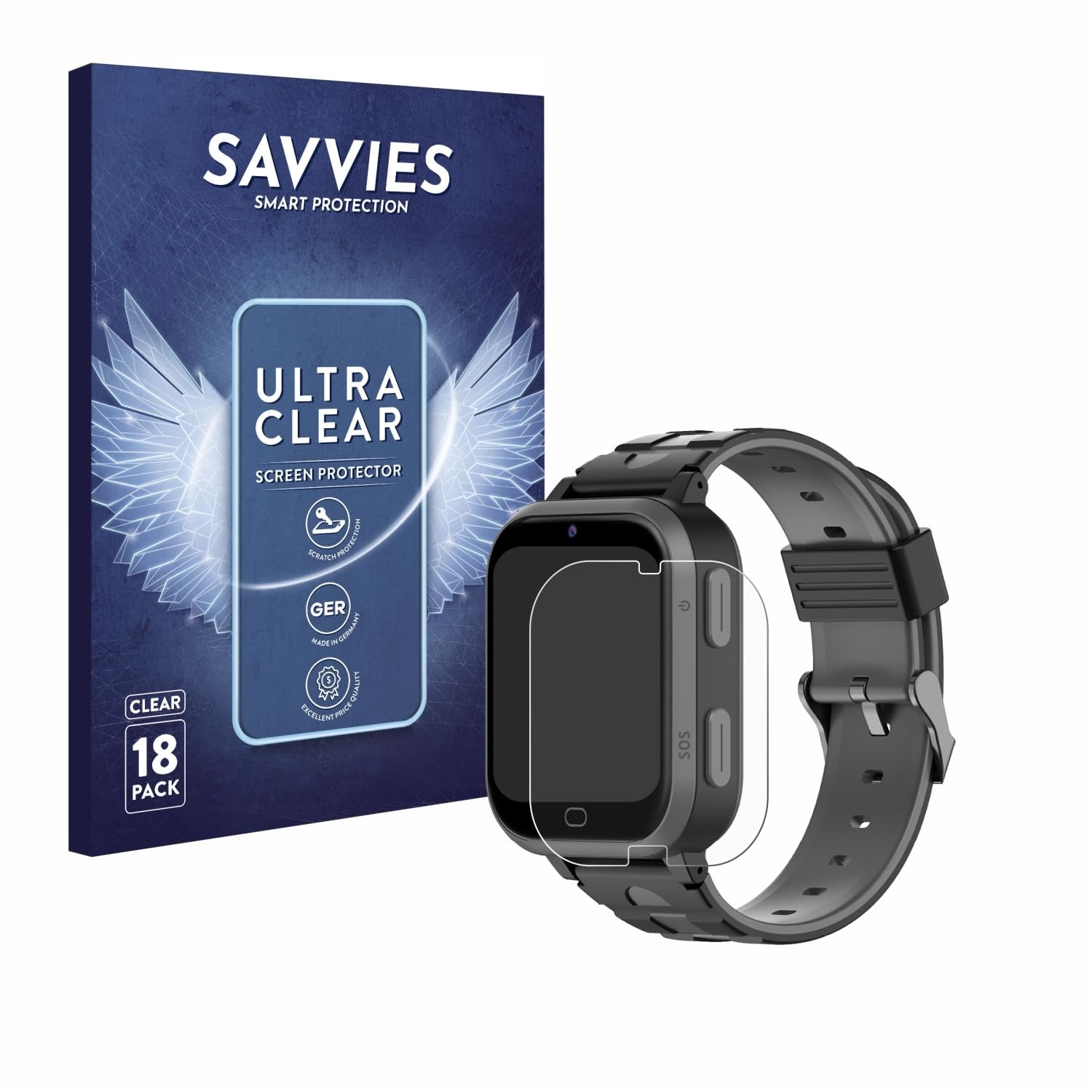 Savvies 18 Stück Schutzfolie für Beafon Kids Watch SW2 Displayschutz-Folie Ultra-Transparent