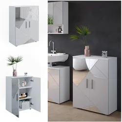 Vicco Spiegelbadschrank Kommode Badezimmermöbel Irma Weiß Hochglanz modern 60x81 cm Badezimmer Schrank Badmöbel Schranktür Schrankfach Ablage Aufbewahrung Dekospiegel