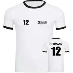 multifanshop Kontrast T-Shirt - Germany - Trikot Nummer 12 - Druck schwarz - Männer