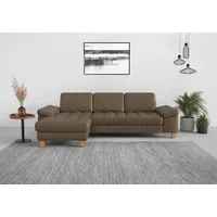 sit&more Ecksofa SIT & MORE "Westham L-Form", braun (coffee), B:275cm H:88cm T:172cm, 100% Polyester, Sofas, Ecksofa, mit Recamiere, mit oder ohne Bettfunktion, Bettkasten, Füße Eiche