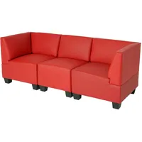 Mendler Modular 3-Sitzer Sofa Couch Lyon, Kunstleder ~ rot, hohe Armlehnen