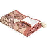 Beliani Picknickdecke LASHARI rosa/beige/rot 150 x 200 cm