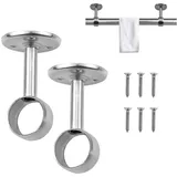 Yohuork 2 Stück Deckenhalterung, Gardinenstange Halterung Edelstahl Gardinen Wandhalter, Edelstahl-Garderoben-Rohr Decke Wand 16 MM, Auflageträger Für Kleiderstange Kleiderschrank Schrankroh