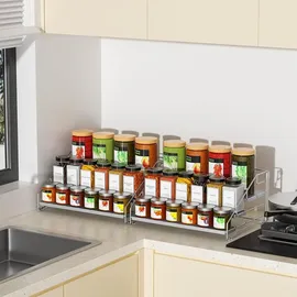 ZDDLOINP Einstellbares 4-stufiges Gewürzregal ohne Bohren Grau 2er