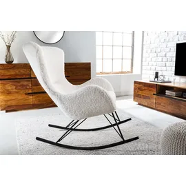 Riess-Ambiente Design Schaukelstuhl SCANDINAVIA SWING weiß Bouclé Sessel Teddystoff
