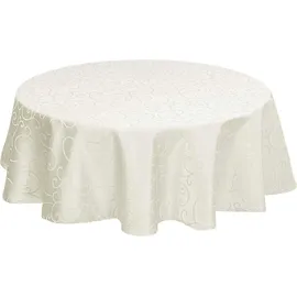 EUGAD Tischdecke Abwaschbar Damast Ornamente Rund 160 cm Creme