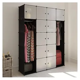 vidaXL Modularer Schrank mit 14 Fächern 37x146x180,5cm schwarz/weiß