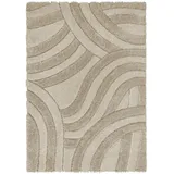 KADIMA DESIGN Hochflor-Teppich aus 100% recyceltem Polyester, handgeschnitzt & umweltfreundlich – "Nadd". Naturfarben, 80x150 cm Kadima Design