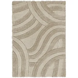 KADIMA DESIGN Hochflor-Teppich aus 100% recyceltem Polyester, handgeschnitzt & umweltfreundlich – "Nadd". Naturfarben, 80x150 cm Kadima Design
