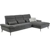 Hukla Ecksofa "HU-HP22156 L-Form", schwarz (cyber anthrazit), B:309cm H:103cm T:193cm, 100% recyceltes Polyester, Sofas, Ecksofa, inkl. Kopfpolsterverstellung, optional mit Sitztiefenverstellung