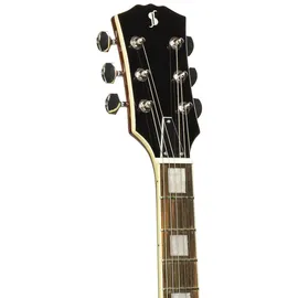 Stagg SEL-STD GOLD Standard Serie, E-Gitarre mit massivem Mahagonikorpus, gewölbte Decke