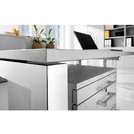 Hammerbacher JS08 höhenverstellbarer Schreibtisch ahorn rechteckig, 4-Fuß-Gestell silber 80,0 x 80,0 cm