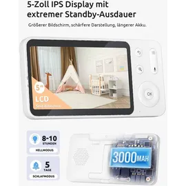 Avylet 2K/3MP Babyphone mit Kamera APP 360° 5" WLAN Video Babyfone