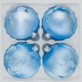 Christbaumkugeln-24.de 4 TLG. Glas-Weihnachtskugeln Set 10cm Ø in Ice Blau Eislack - Christbaumkugeln - Weihnachtsschmuck-Christbaumschmuck 10cm Durchmesser