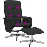 vidaXL Massagesessel mit Fußhocker Stoff 55,9 x 105 x 92,4 cm Schwarz drehbar